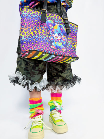 LEERROO - Decora Kei Rainbow Stripe Knit Leg Warmers leg warmmers Leerroo