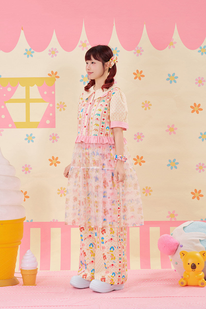 NIKKOU - Lace Organza Puff Dress dress Nikkou home