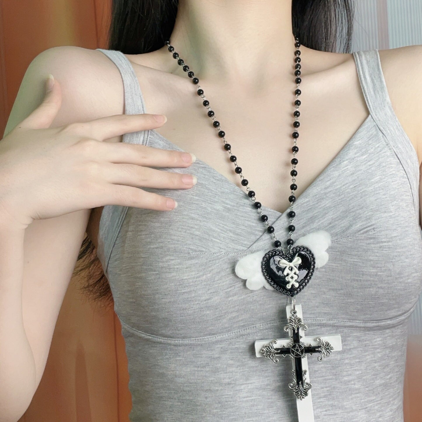 Kiwi Store - Y2K Large Angel Cross Necklace necklace kiwi store
