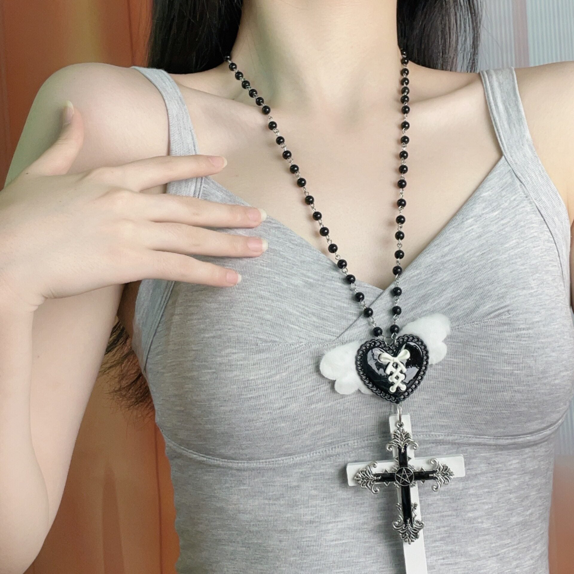 Kiwi Store - Y2K Large Angel Cross Necklace necklace kiwi store
