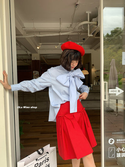 Lu Miao - Bow Detail Oversized Shirt blouse Lu miao