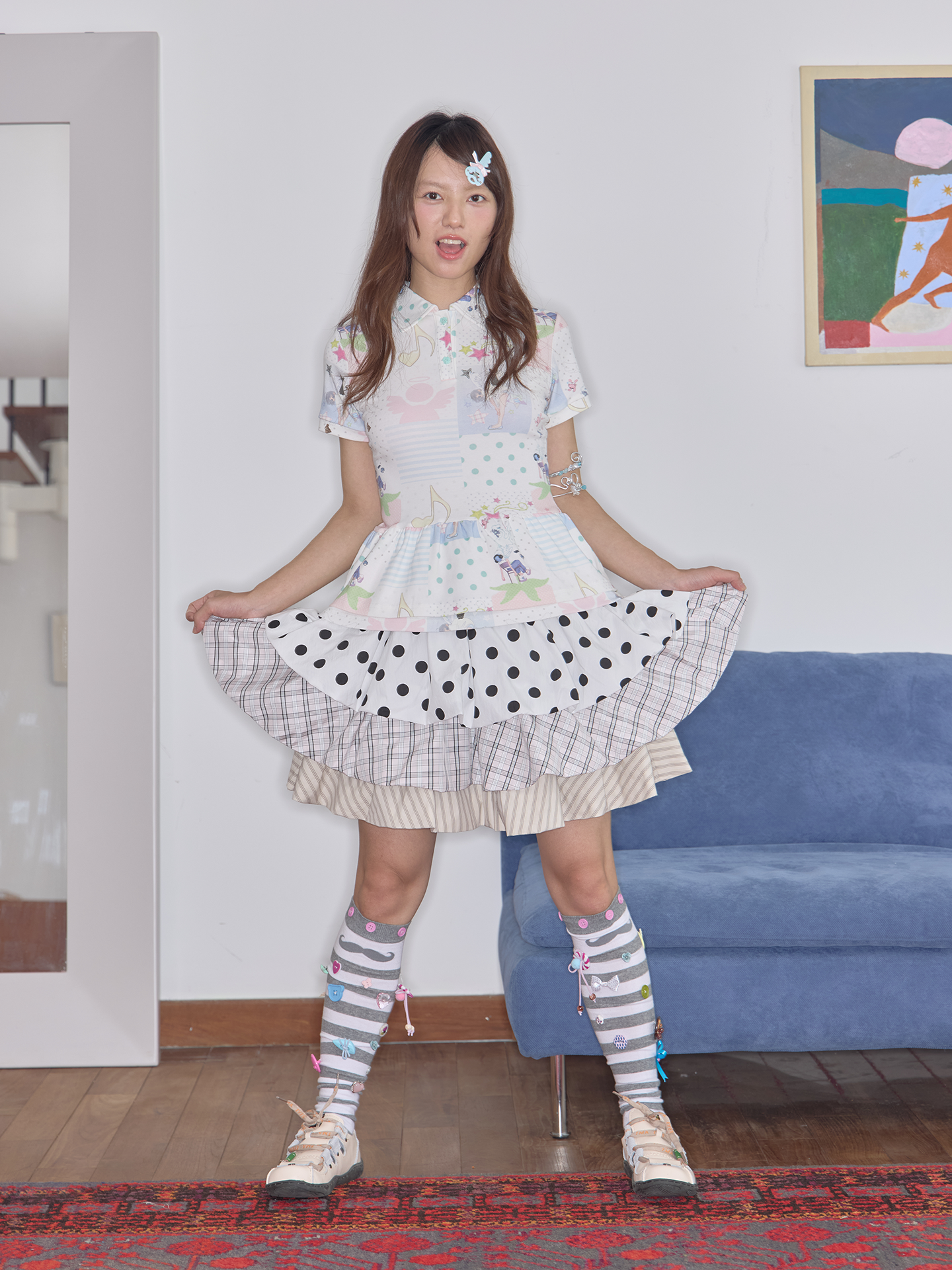 Have A Meal - Polka Dot Layered Bubble Skirt