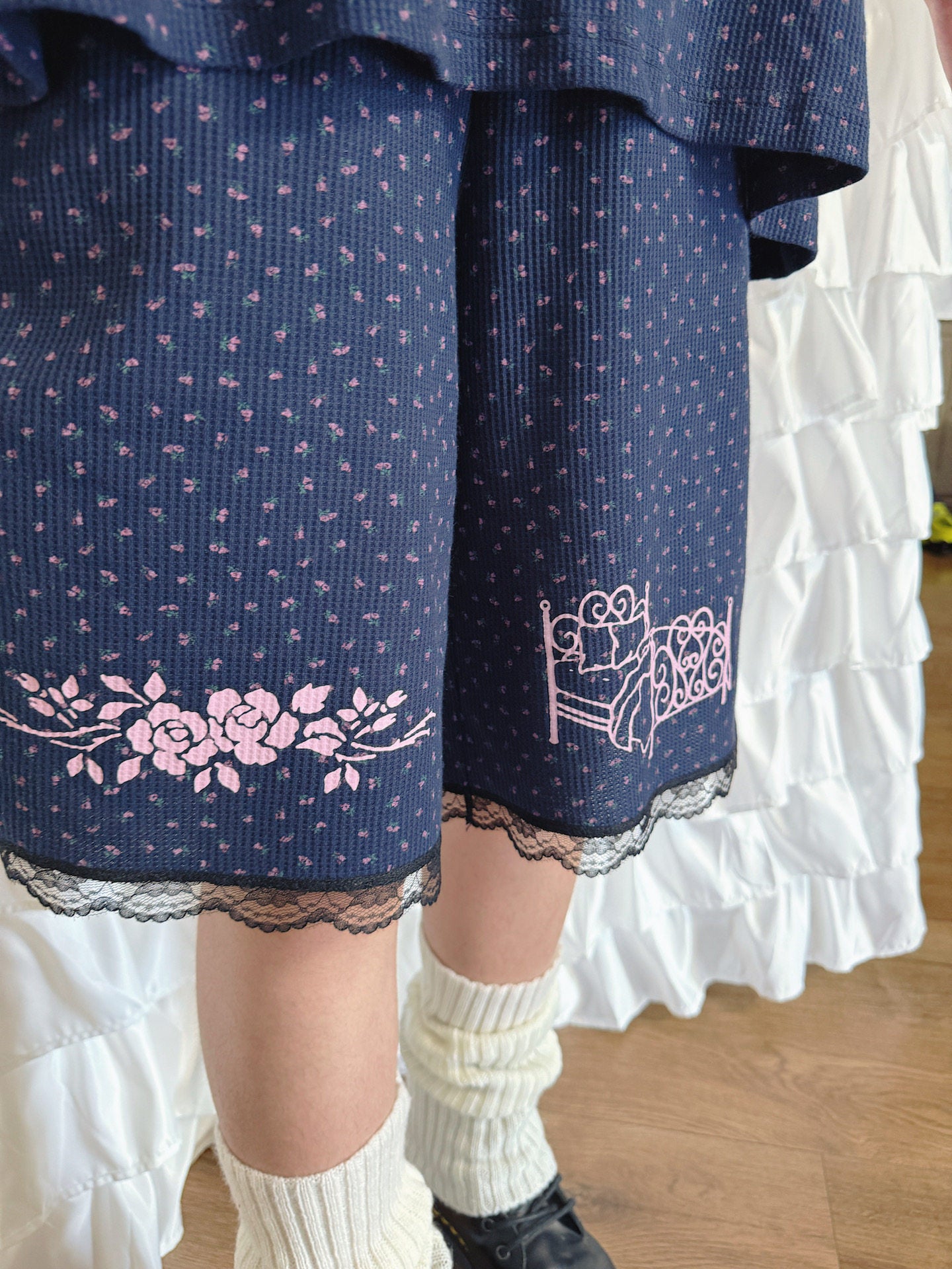 Bunnybunnygun - Floral Waffle Knit Shorts shorts bunnybunnygun