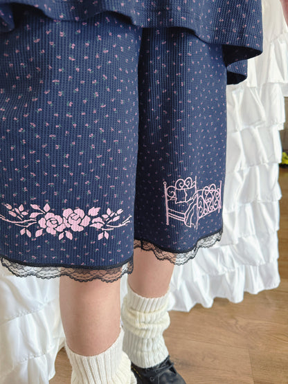 Bunnybunnygun - Floral Waffle Knit Shorts shorts bunnybunnygun
