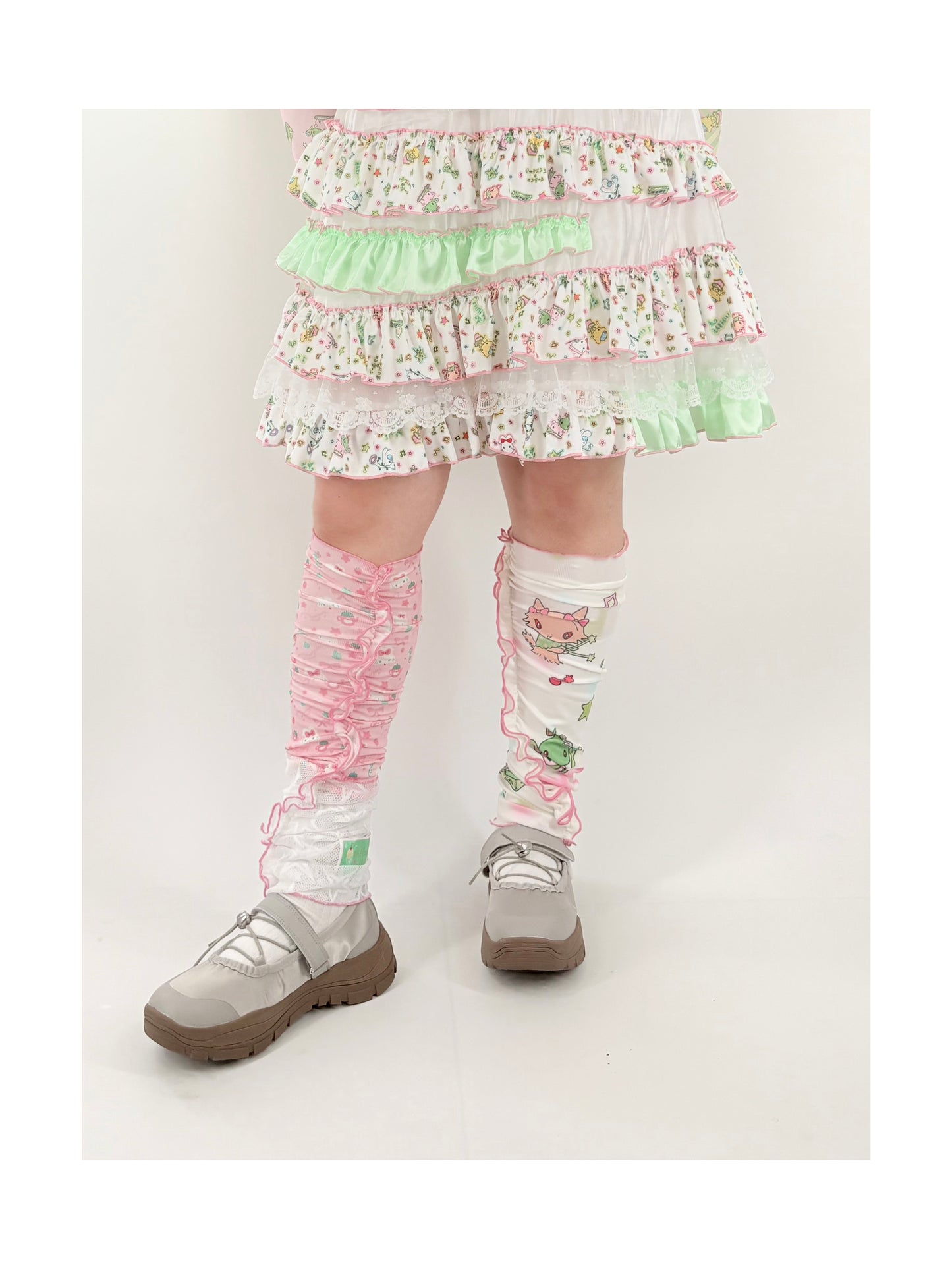 shishihshop – Kawaii Ice Cotton Lace Leg Warmers with Print leg warmmers shishihshop