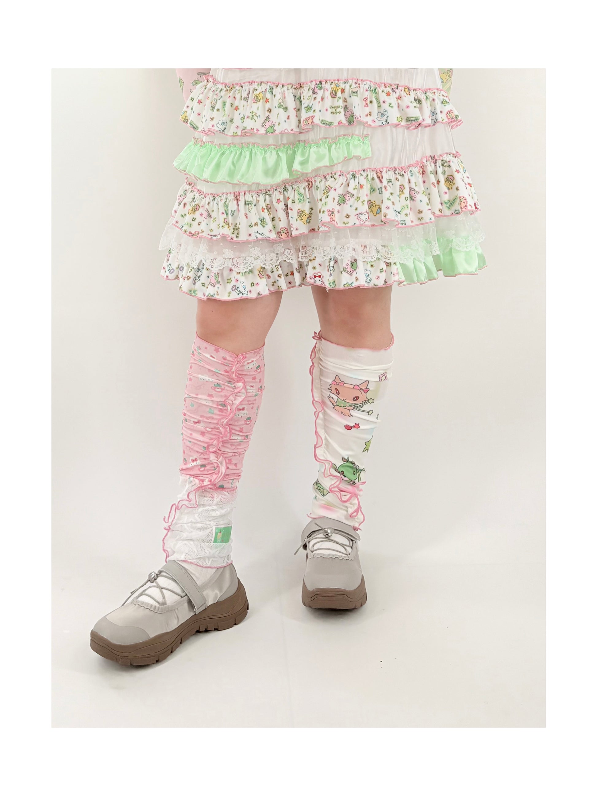 shishihshop – Kawaii Ice Cotton Lace Leg Warmers with Print leg warmmers shishihshop