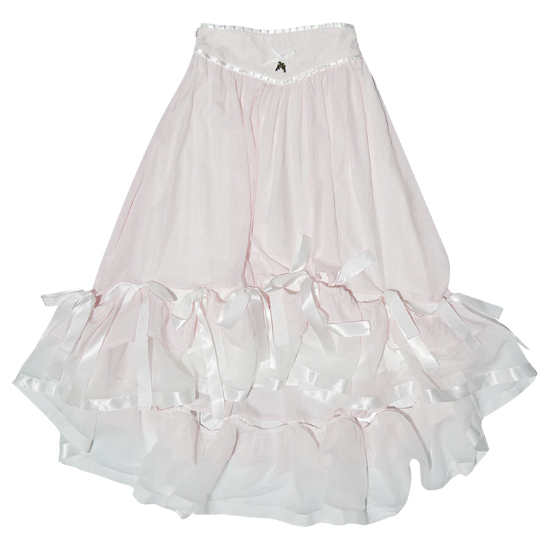 Harajuku Skirt Irregular Pink Skirt Plaid Lace Patchwork Long Skirt skirt daytoday everyday institute