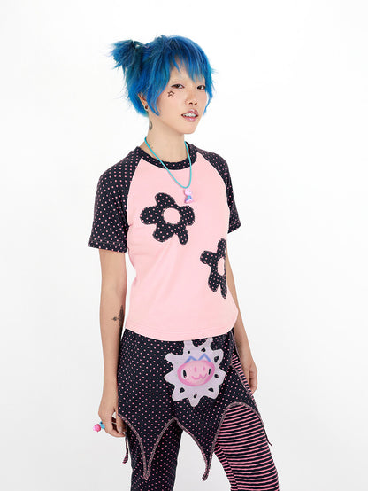 Nihonkids - 90s Floral Polka Dot Raglan Tee tshirt NIHON KIDS