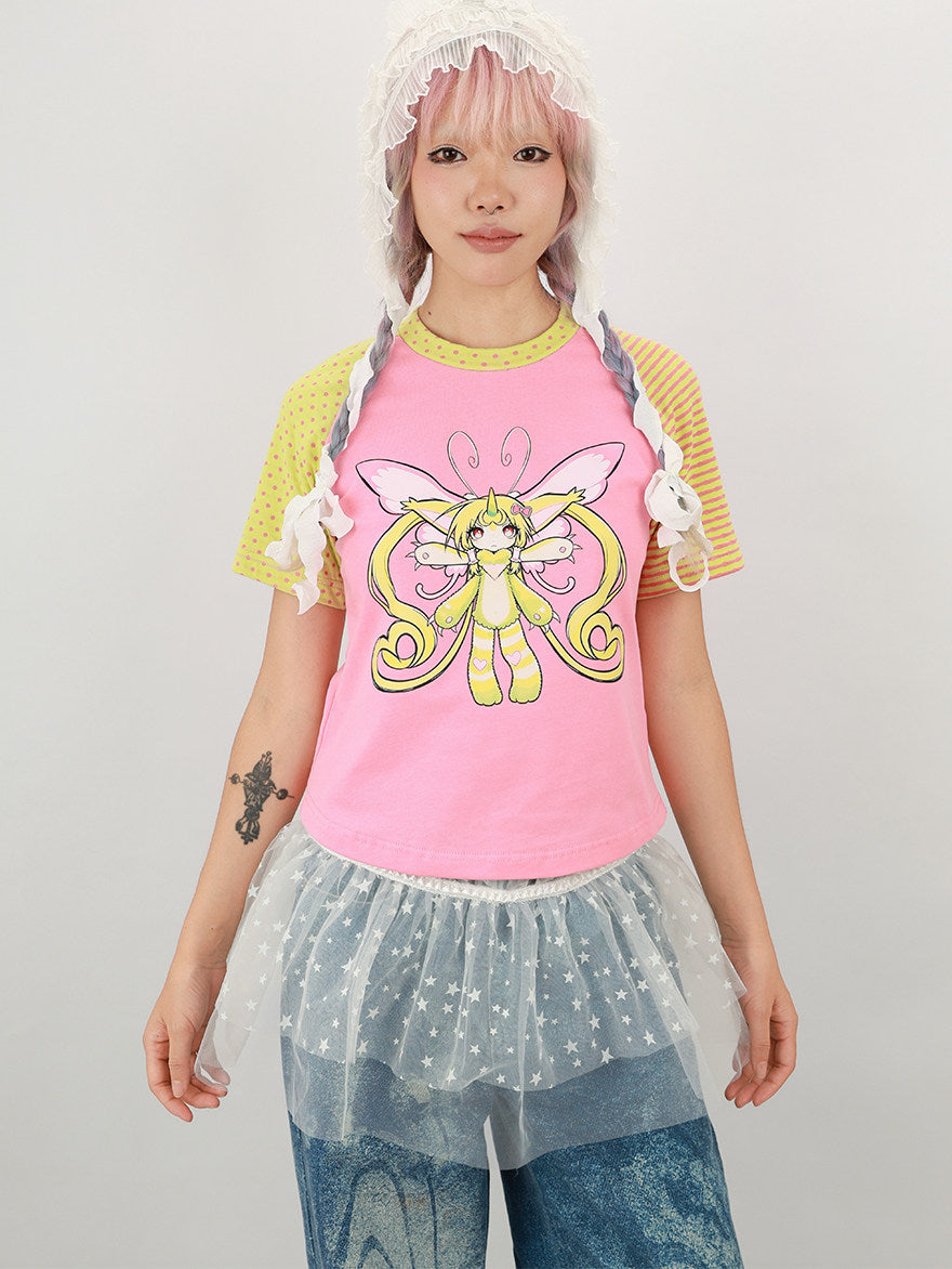 NIHONKIDS - Cotton Colorblock Cartoon Tee tee NIHON KIDS