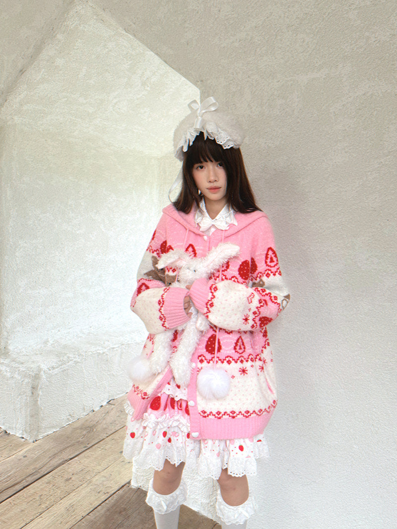Daytoday Everyday Institute - Strawberry Bear Cake Cardigan coat daytoday everyday institute