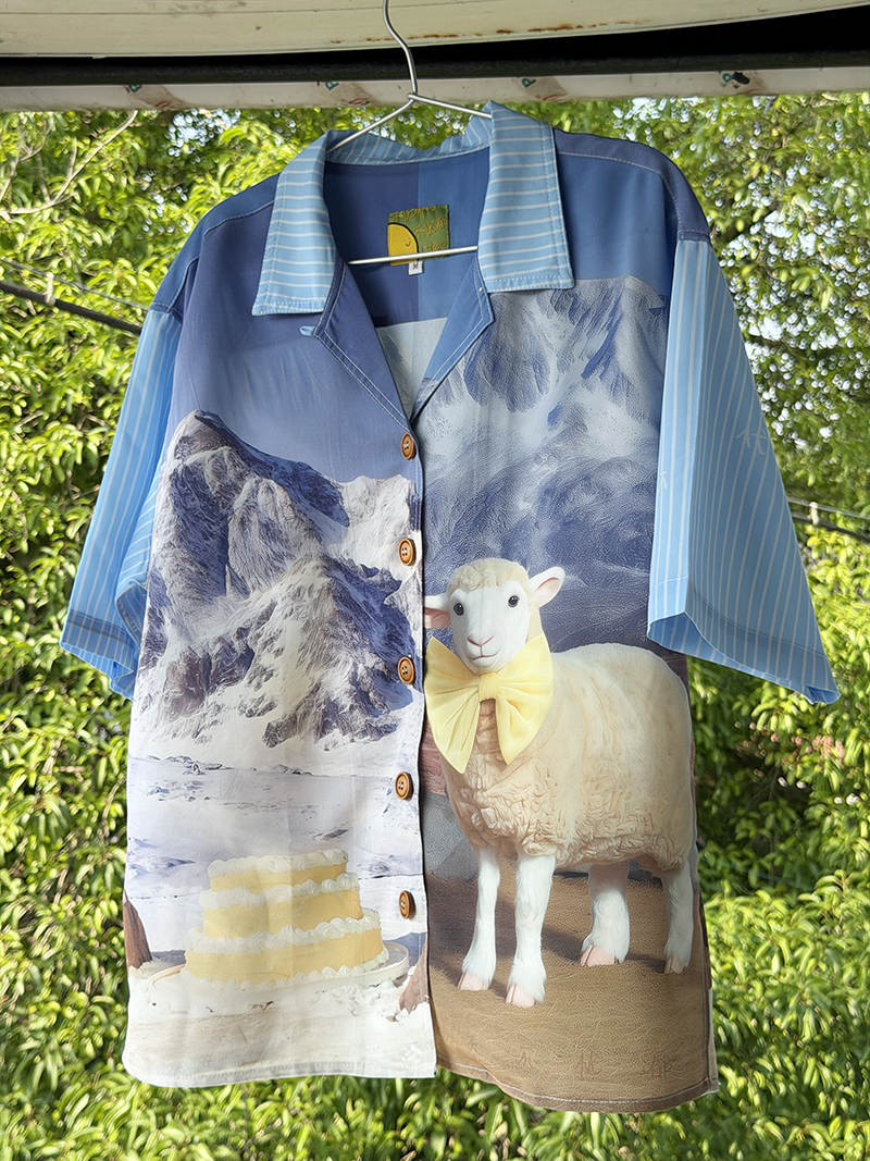 No Blue Today - Snow Mountain Cake Sheep Bow Shirt shirt No Blue Today S