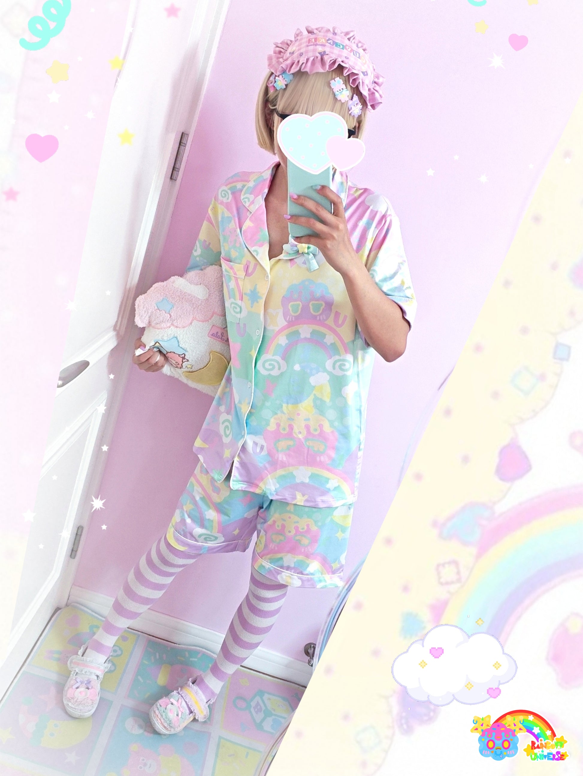 Rainbow Universe RUX - Decora Kawaii Macaron Pajama Set Soft Short Sleeve pajama Rainbow Universe RUX