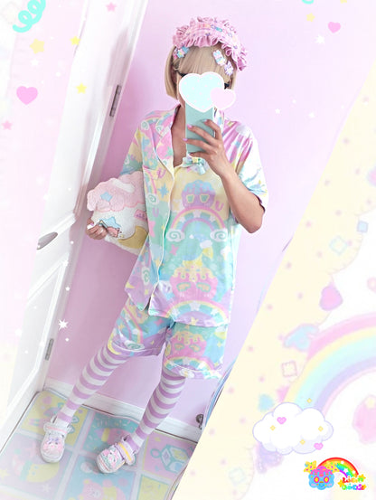 Rainbow Universe RUX - Decora Kawaii Macaron Pajama Set Soft Short Sleeve pajama Rainbow Universe RUX