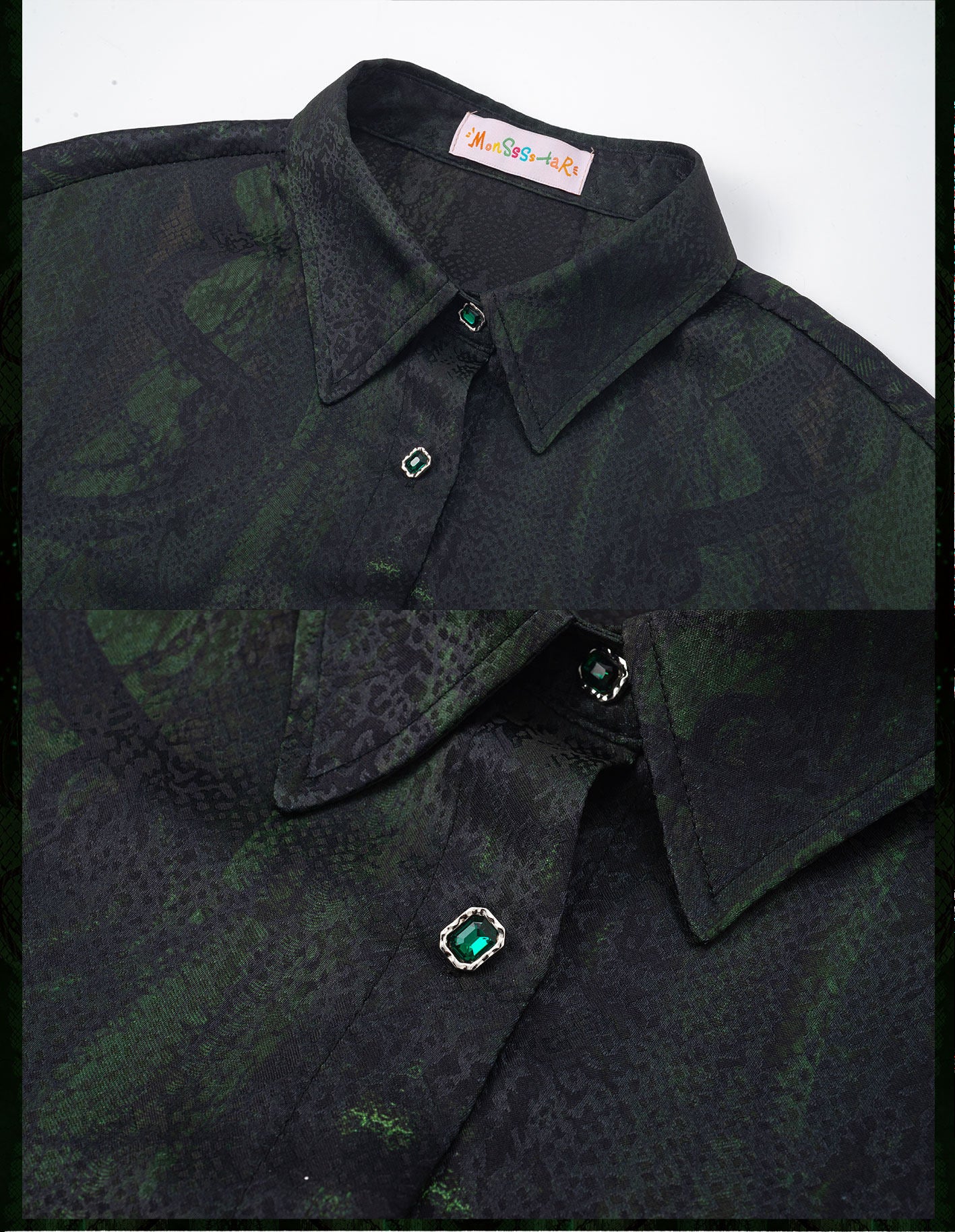 Monsssstar - Dark Green Snake Print Shirt shirt Monsssstar