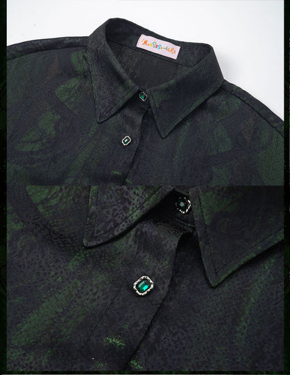 Monsssstar - Dark Green Snake Print Shirt shirt Monsssstar