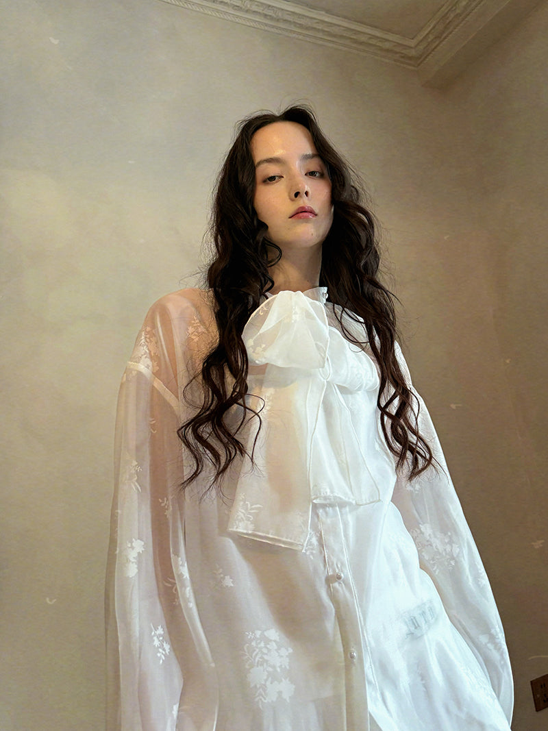 Daytoday Everyday Institute – Vintage Bow Jacquard Blouse blouse daytoday everyday institute