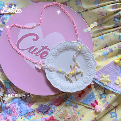 Bear Doll - Decora Kei Sweet Carousel Horse Necklace necklace Bear Doll