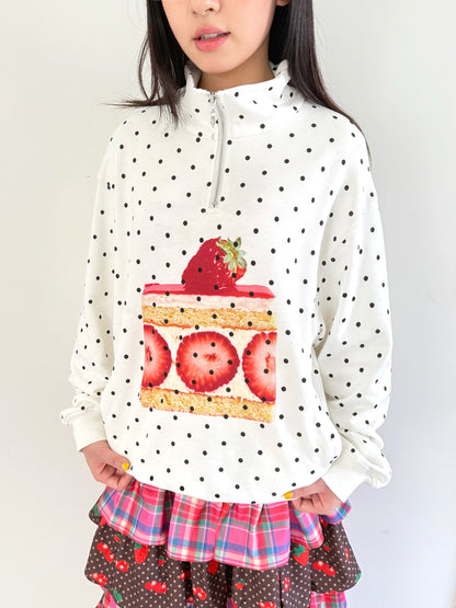 FRUITS - Kawaii Strawberry Print Fleece Sweatshirt sweatshirt Fruits