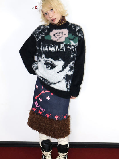 OurHappy - Denim Patch A-Line Skirt skirt Our Happy