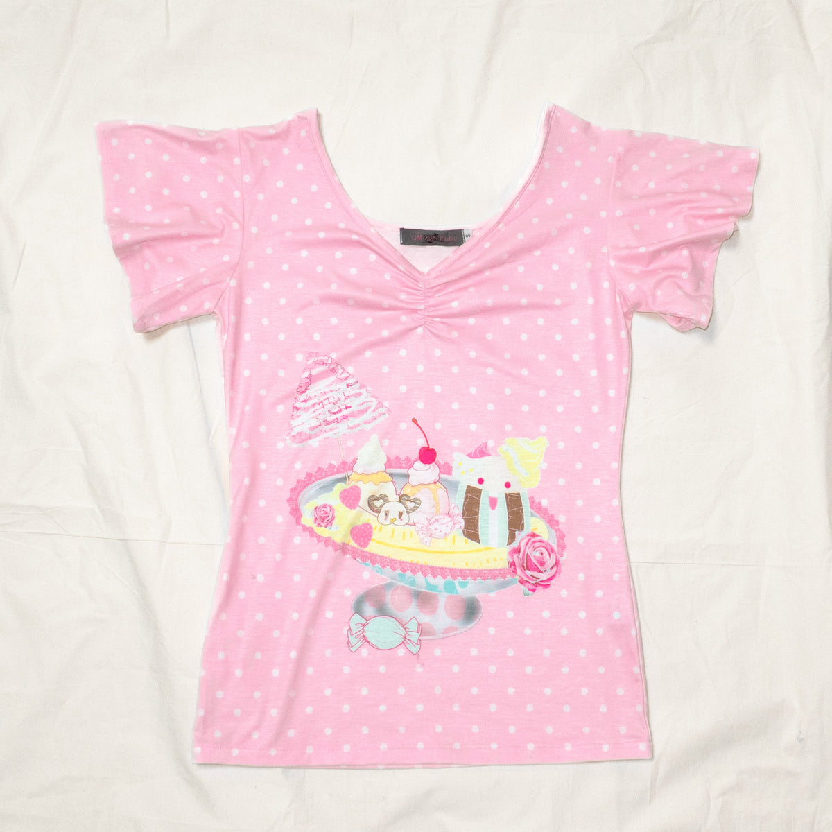 YJM with biubiu - Strawberry Banana Polka Dot Tee tshirt YJM with biubiu S