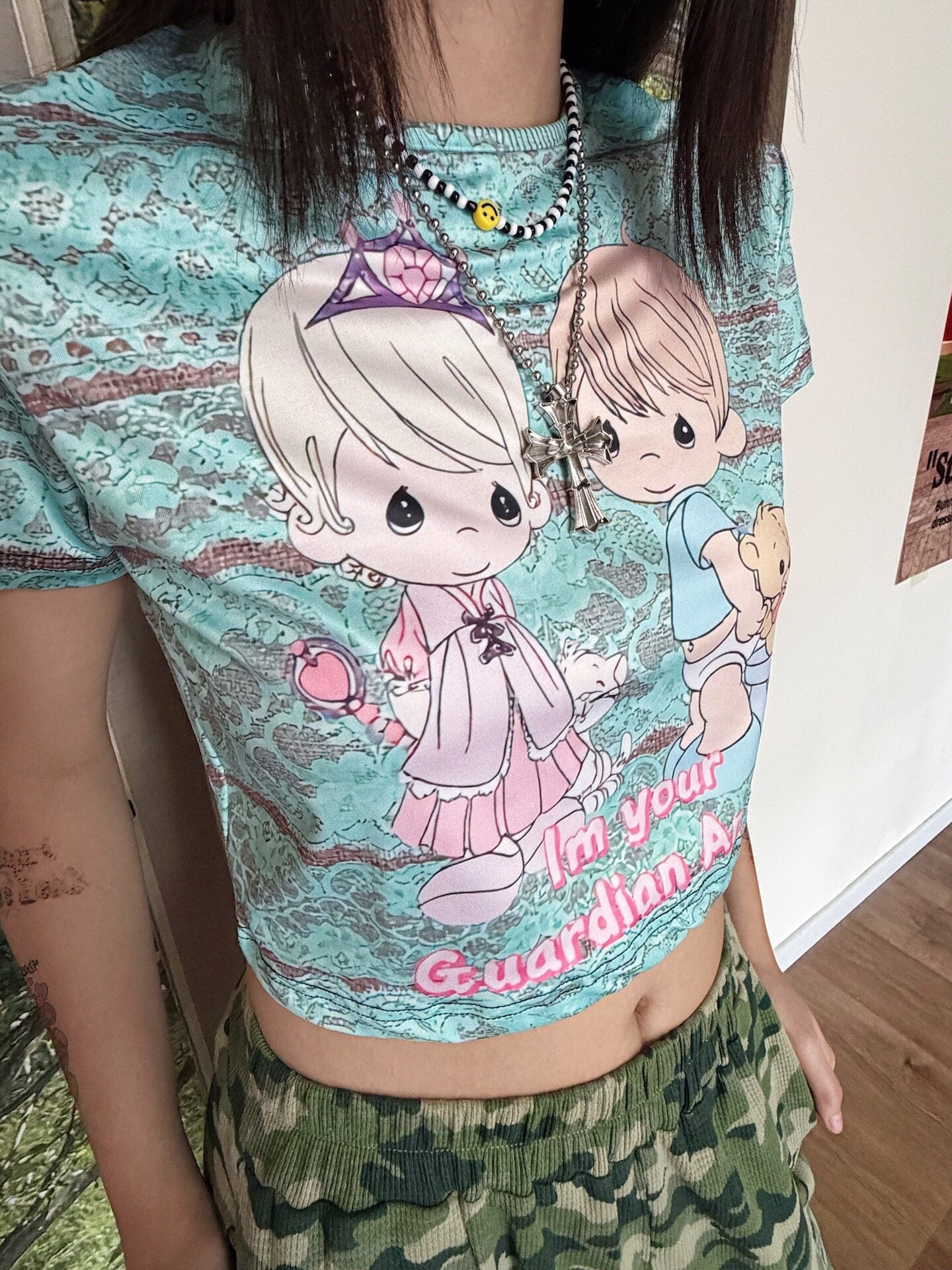 bunnybunnygun - Angel Graphic Cropped T-Shirt tee bunnybunnygun