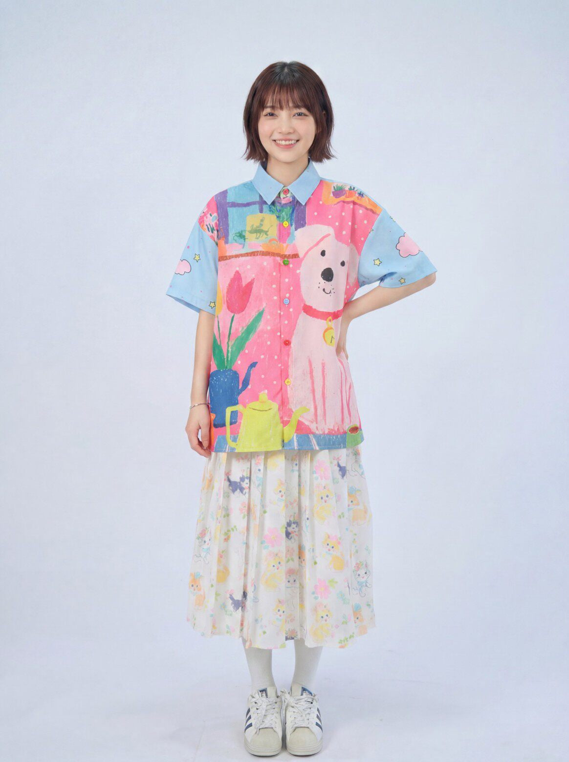 MeowMeow Bug - Vintage Print Vacation Shirt shirt MeowMeow Bug Pink Puppy M
