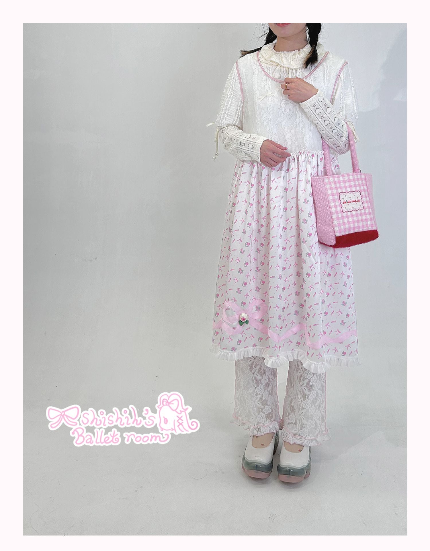 Shishihshop Sleeveless Dress | Harajuku Ribbon Lace Overlay Dress dress shishihshop