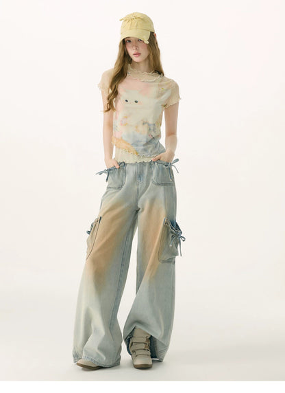 ziziFei - Cat Dream Mesh Ruffle Hem Tee tshirt ziziFei