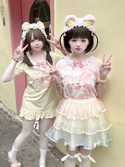 Dear Doll - Star Balloon Lace Collar Tee Dress dress dear doll