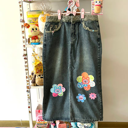 Bodytalk - Vintage Kawaii Patchwork Denim Skirt skirt bodytalk XS