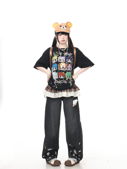 Languid Park - Black/White Drop Shoulder Tee tshirt Languid Park