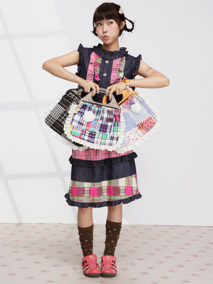 FRUITS - Plaid Patchwork Handbag bag Fruits