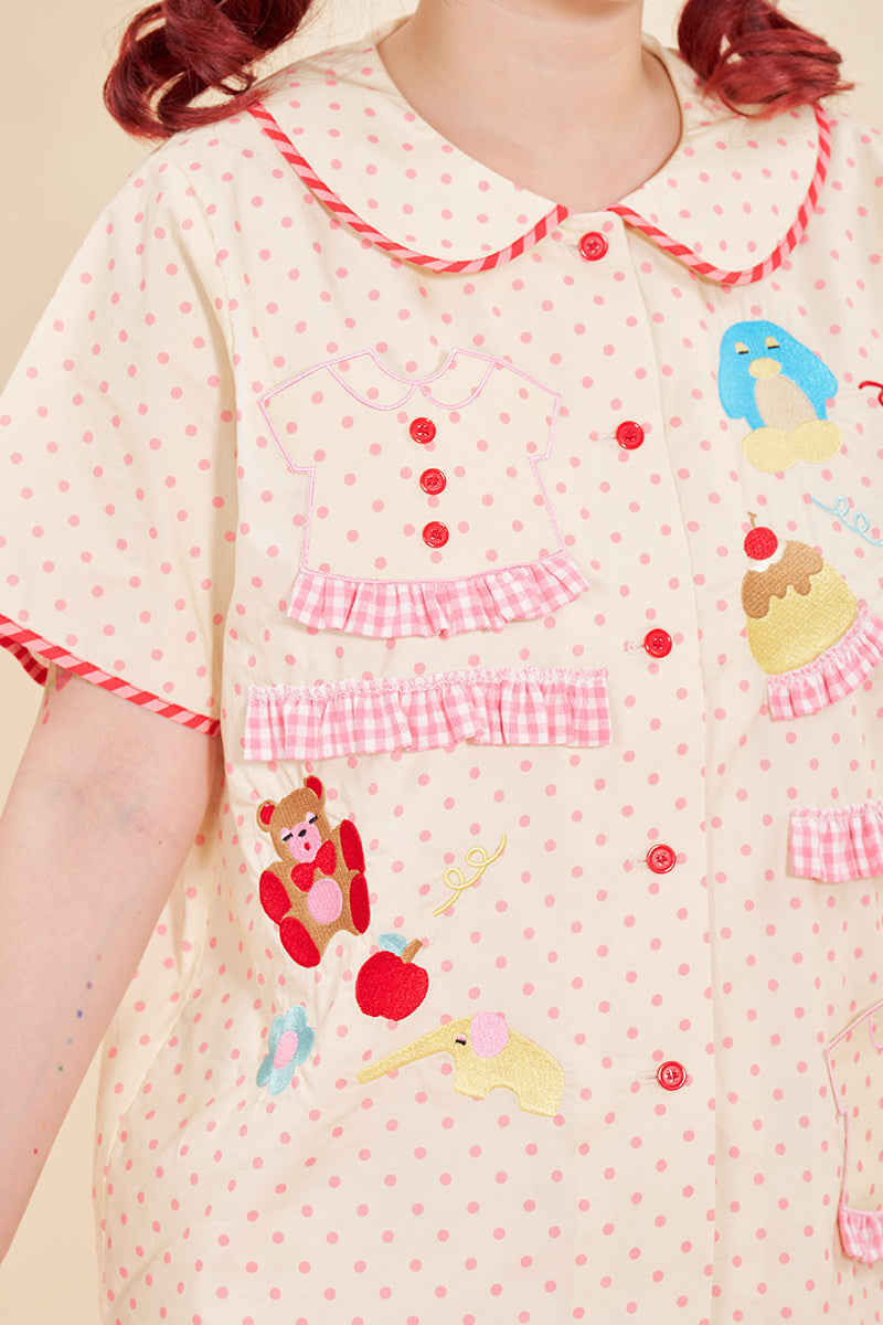 NIKKOU - Animal Embroidered Lace Shirt shirt Nikkou home