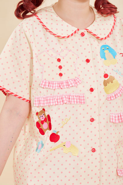 NIKKOU - Animal Embroidered Lace Shirt shirt Nikkou home