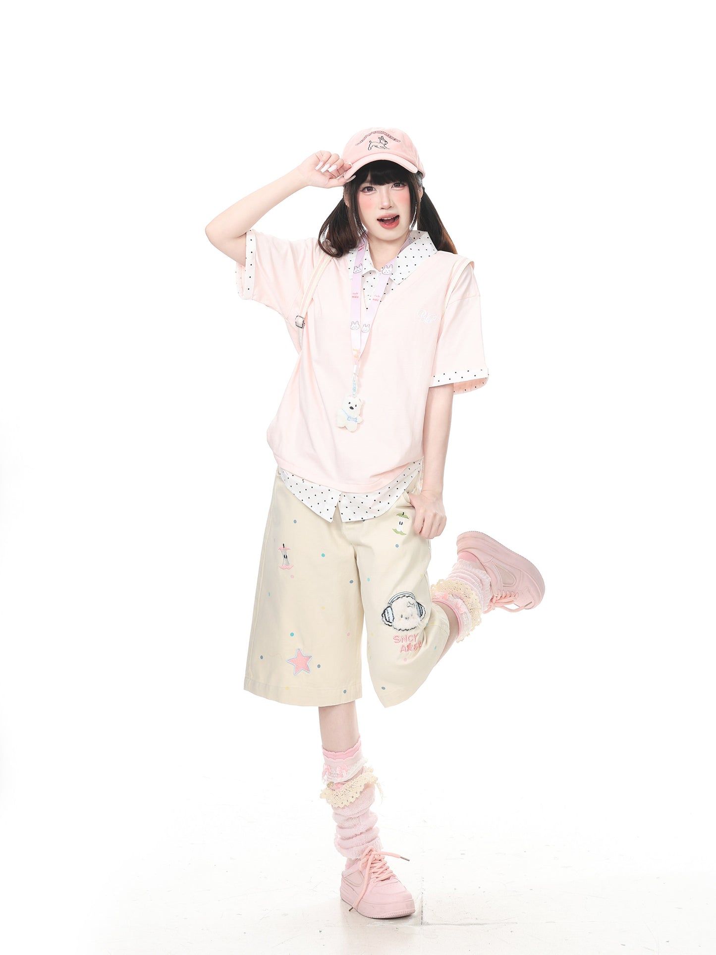 Languid Park - Dog Embroidered Wide-Leg Jeans shorts Languid Park