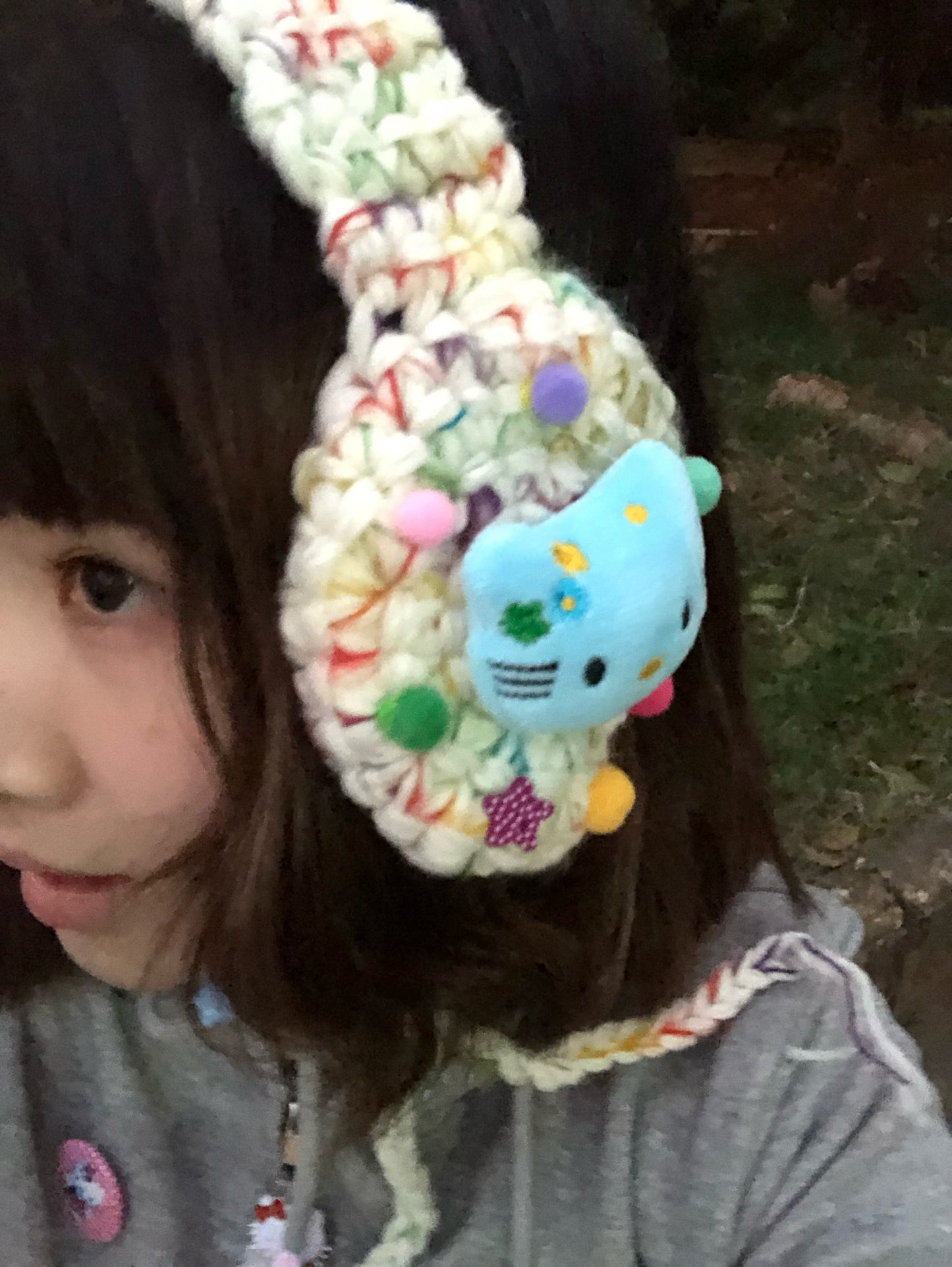 Corner Party - Kawaii Knit Kitty Earmuffs ear cover Corner Party White