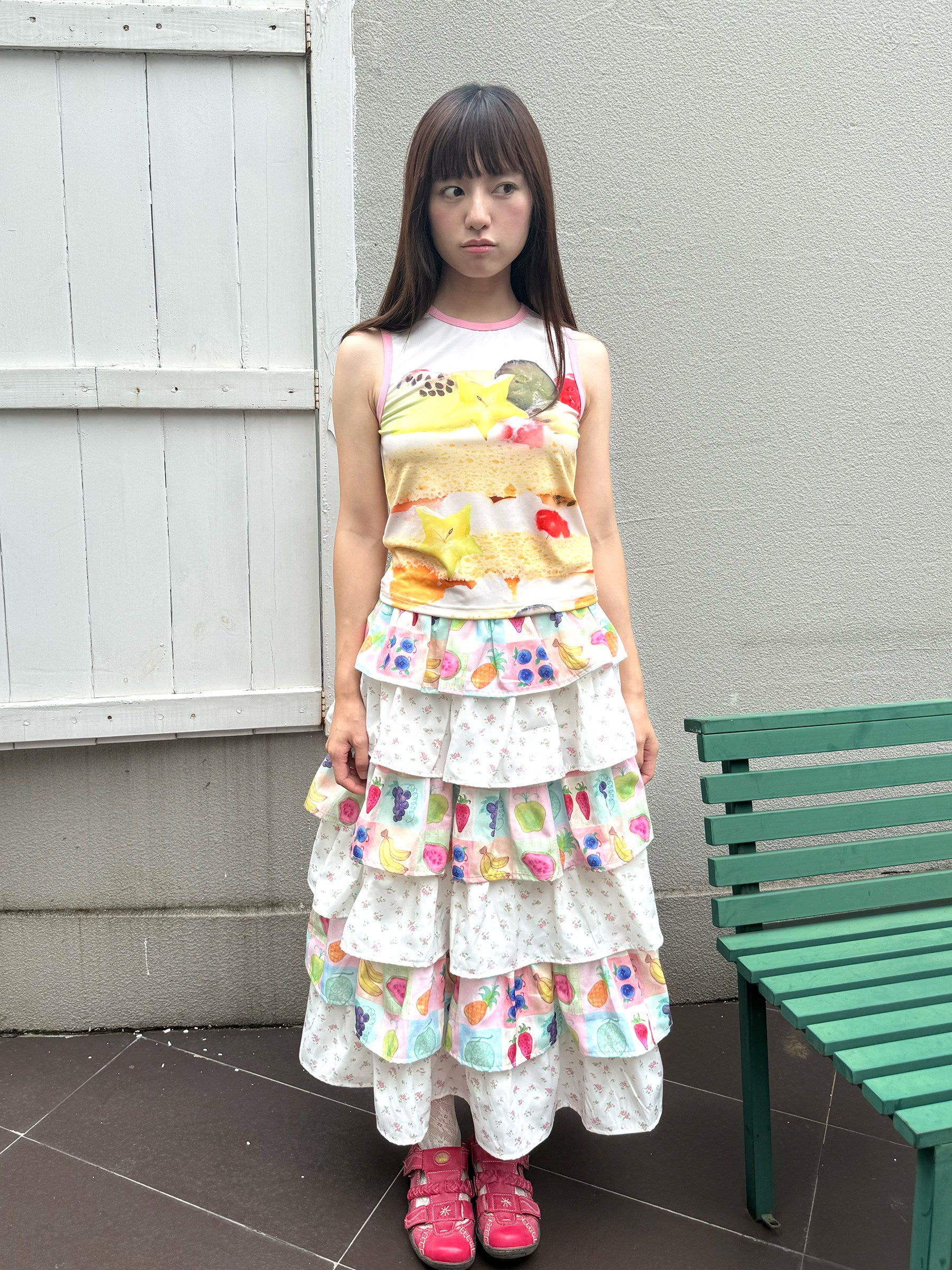 FRUITS - Fruit Floral Layered Cake Skirt | Kawaii Japanese Girly Maxi Skirt skirt Fruits