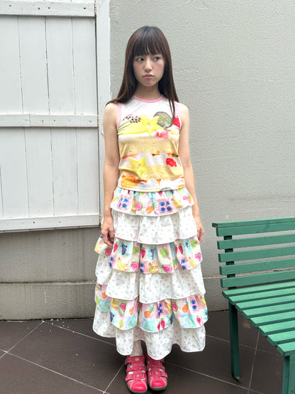 FRUITS - Fruit Floral Layered Cake Skirt | Kawaii Japanese Girly Maxi Skirt skirt Fruits