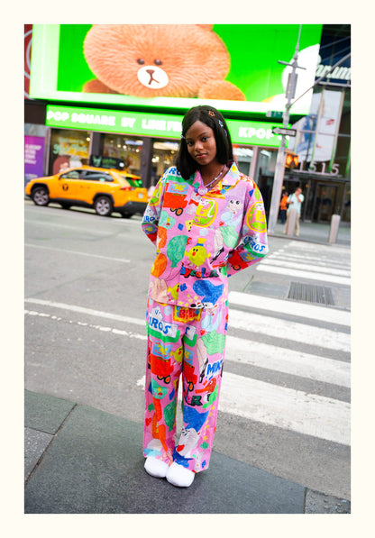 Puffynest - Colorful Doodle Cotton Pajama Set pajama puffynest