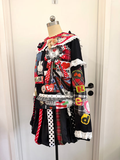 RedDevil - Patchwork Doll Collar Sweatshirt sweatshirt Red Devil