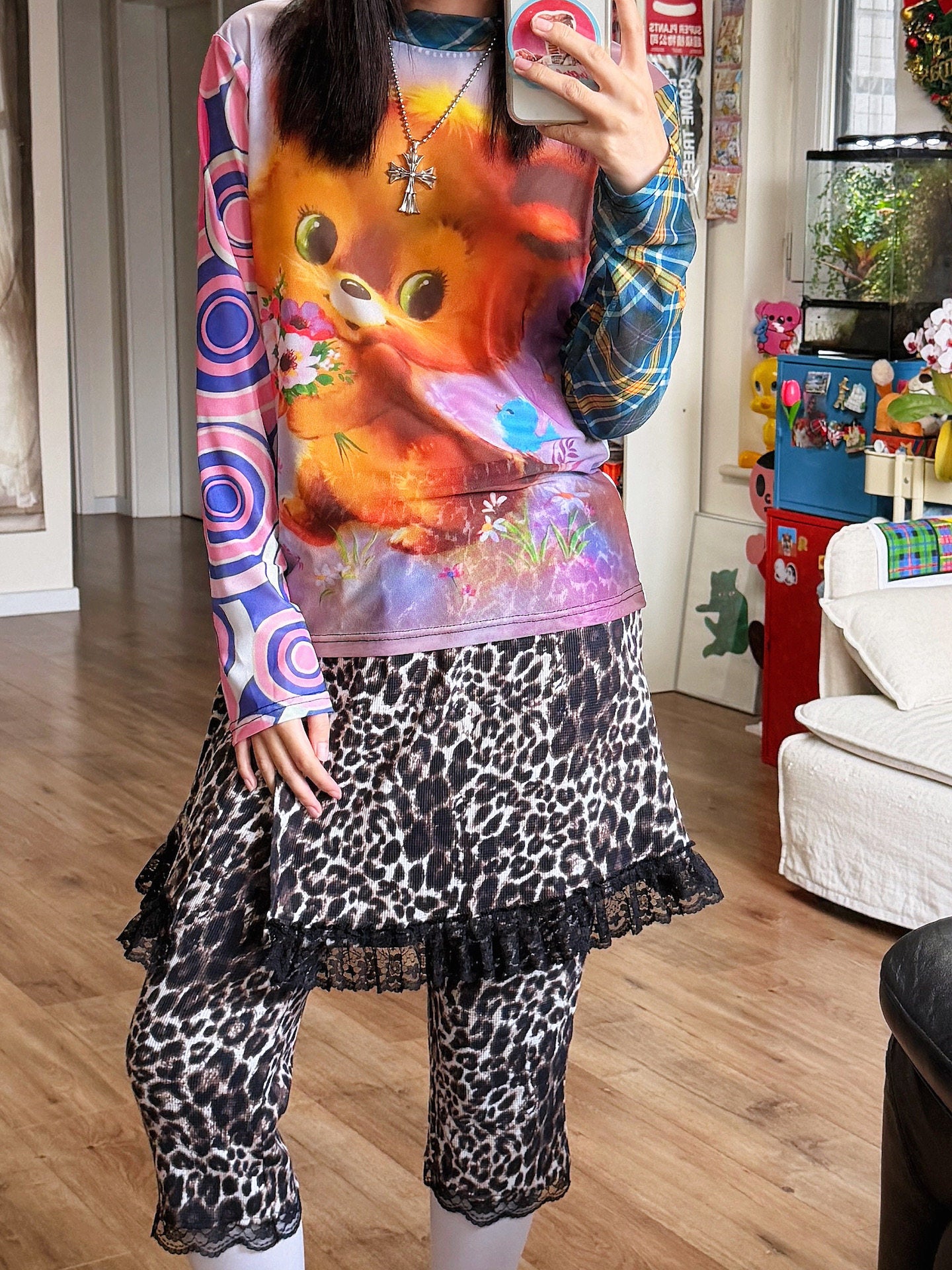 bunnybunnygun - Leopard Layered Capri Pants pants bunnybunnygun