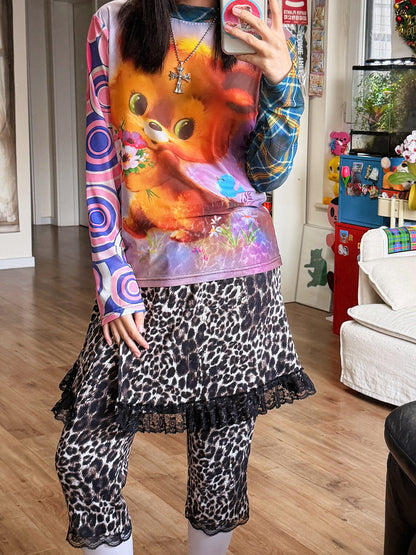 bunnybunnygun - Leopard Layered Capri Pants pants bunnybunnygun