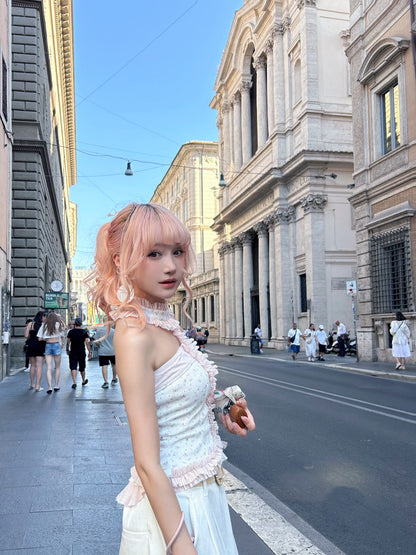 Rose Island - Girly Patchwork Halter Top camisole Rose island