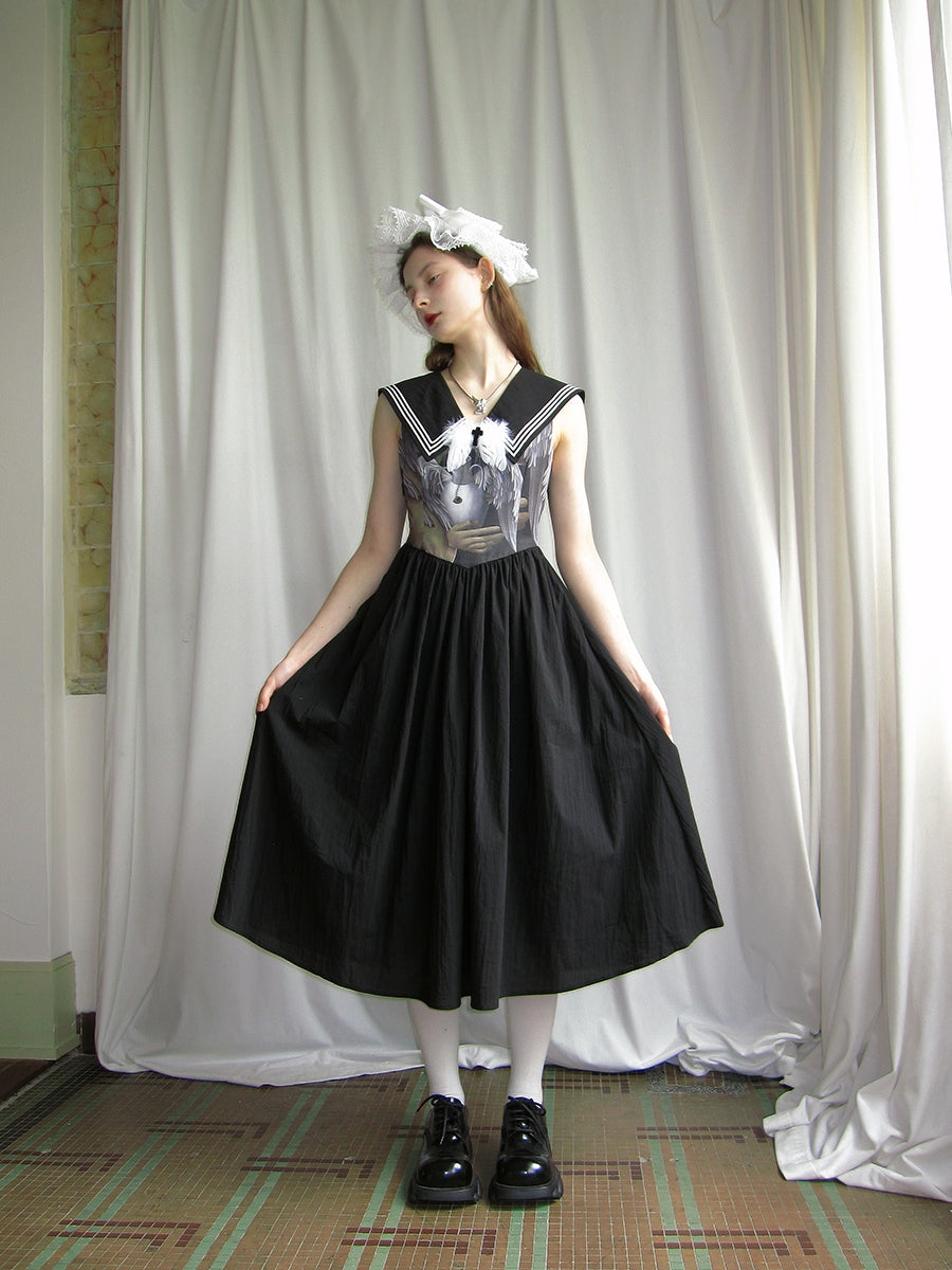 daytoday everyday institute - Kawaii Sleeveless Sailor Dress dress daytoday everyday institute