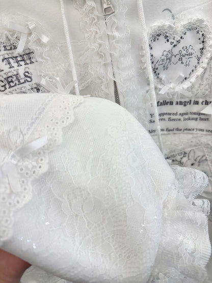 RedDevil - Harajuku Kawaii Lace Fleece Hoodie coat Red Devil