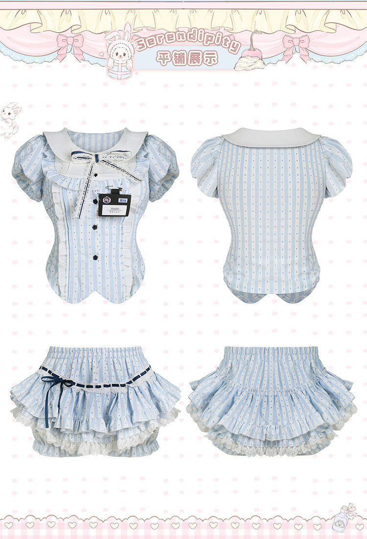 Serendipity - Striped Top & Stripe Cake Skirt Set serendipity