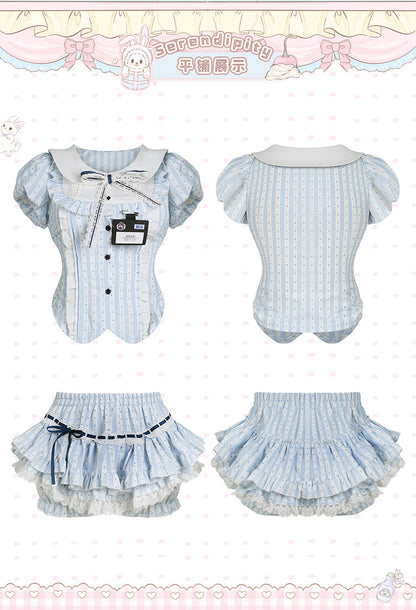 Serendipity - Striped Top & Stripe Cake Skirt Set serendipity