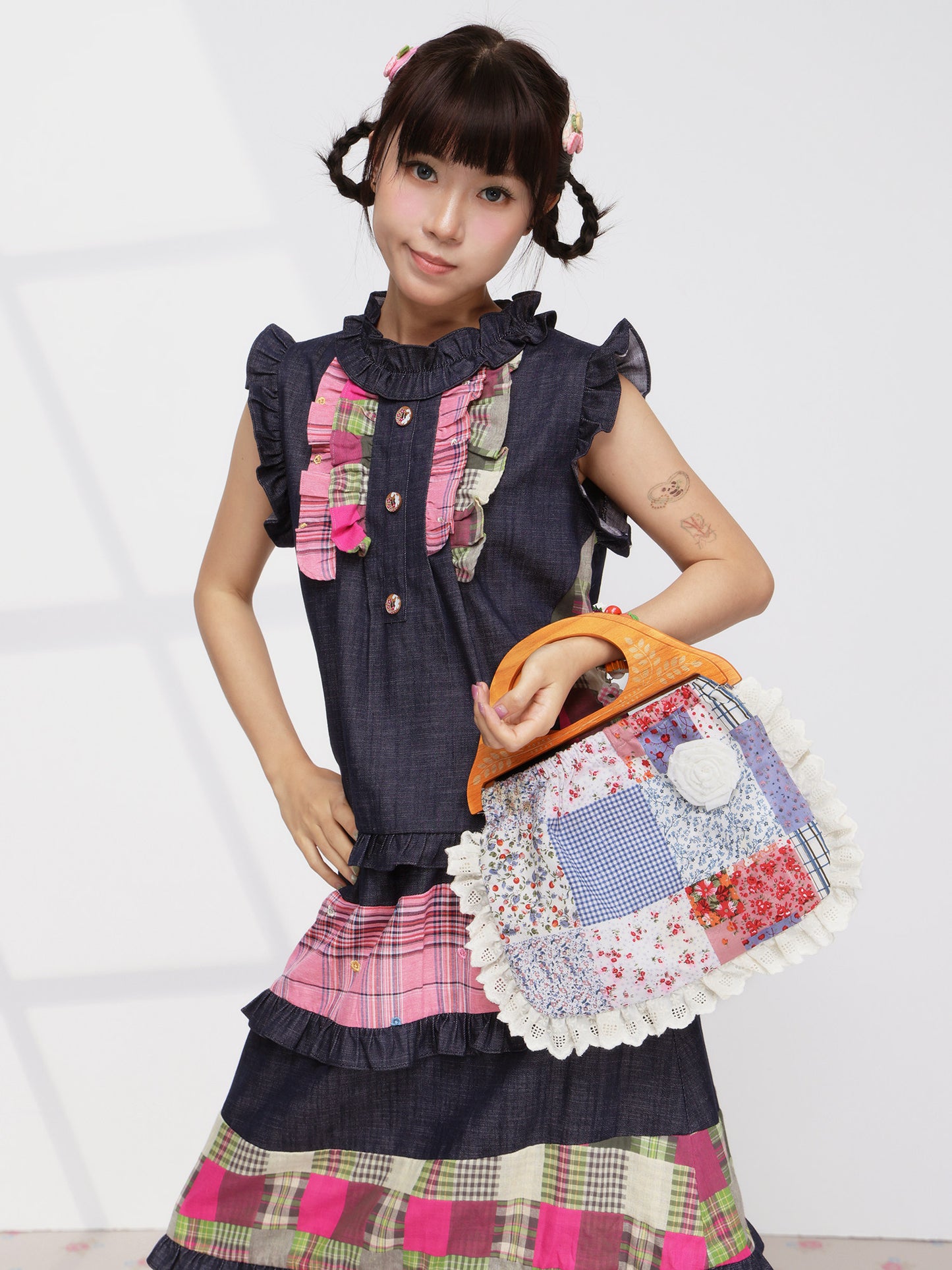 FRUITS - Plaid Patchwork Handbag bag Fruits