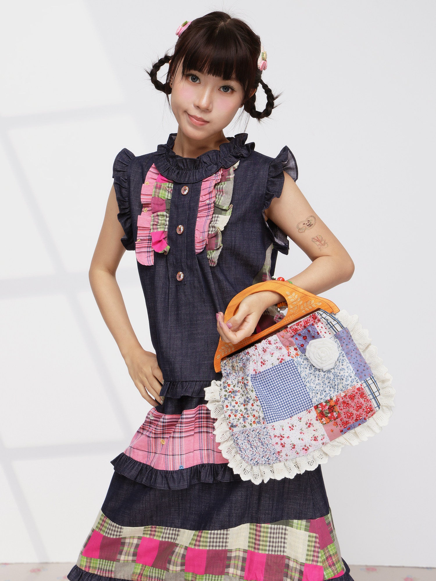 FRUITS - Plaid Patchwork Handbag bag Fruits