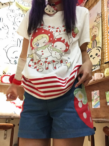 Three Poisons - Strawberry Denim Shorts shorts Three Poisons